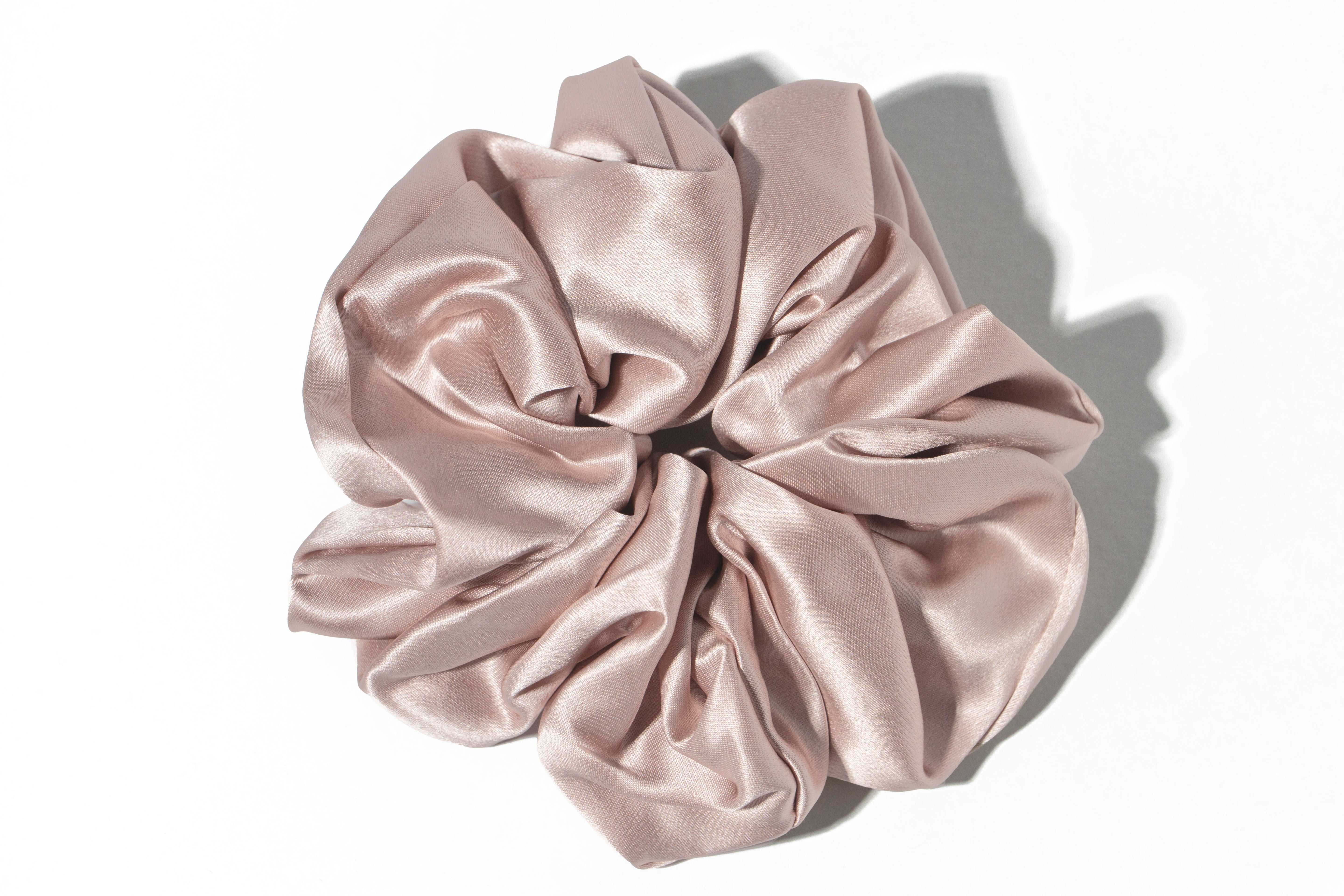 Light pink silk scrunchie